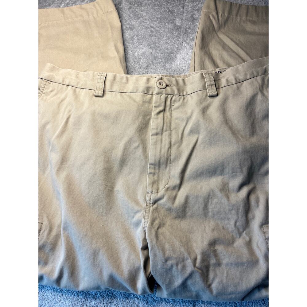 Roundtree & Yorke Mens Khaki Cargo Pants 100% Cotton Twill Utility 40x36 Tan